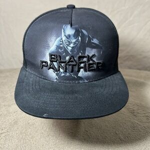 Marvel Black Panther Hat Snapback Cap Black 3D Embroidered OSFM Cotton